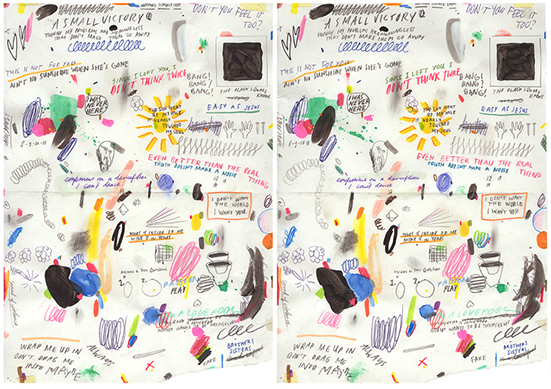 Marijn van Kreij | I Can't See Until I See Your Eyes, 2007 | acrylic, ink, pen and pencil on paper (two sheets), 29.7 x 21 cm each