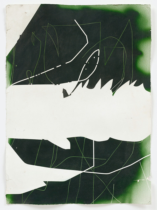 Jeff Elrod - deepgreenSCRATCH, 2004 / acrylic and ink on paper - contemporary drawing, drawings, work on paper, art on paper