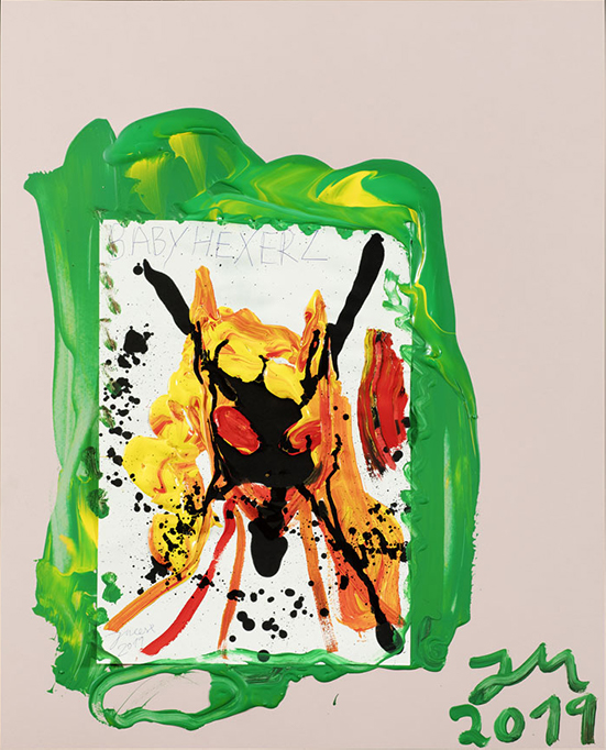 Jonathan Meese | ohne Titel, 2019 | Acrylic, pencil, permanent marker and pen on paper, 122 cm x 102 cm