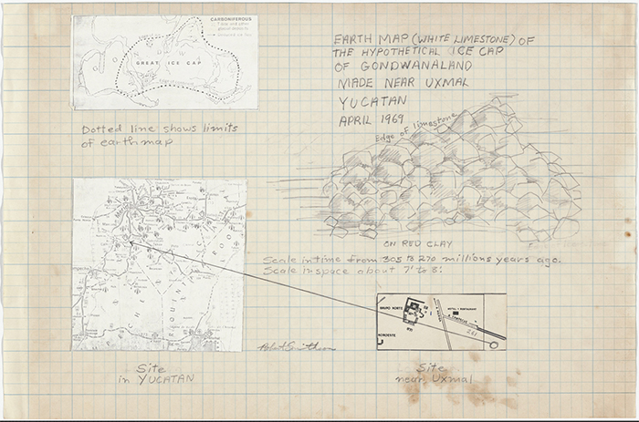 Robert Smithson earth map drawing - contemporary drawing, drawings, work on paper, art on paper, contemporary art