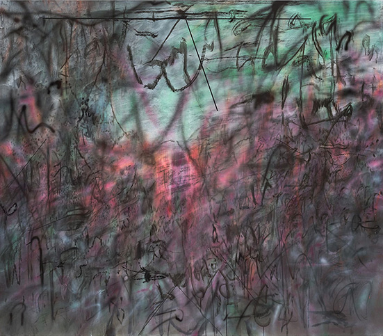 Julie Mehretu | Conjured Parts (eye), Ferguson, 2016 | Ink and acrylic on canvas, 213.4 x 243.8 cm