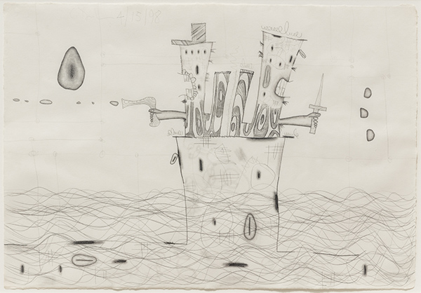 Carroll Dunham | Land, 1998 | Graphite on paper, 15 x 21.5 inches