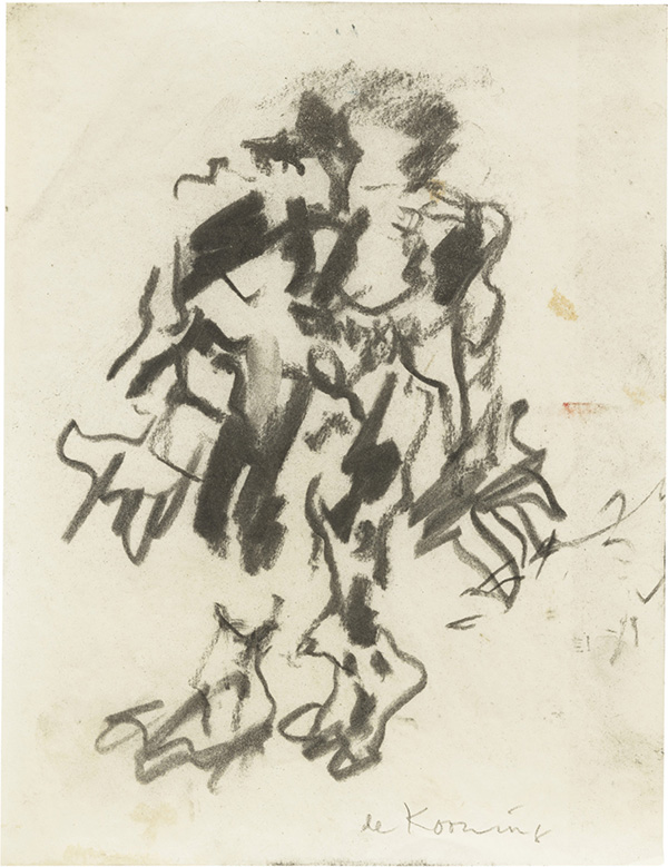 drawing Willem de Kooning - Untitled (Clamdigger), c. 1970 / Charcoal on paper - contemporary drawing, drawings, contemporary art, work on paper, art on paper