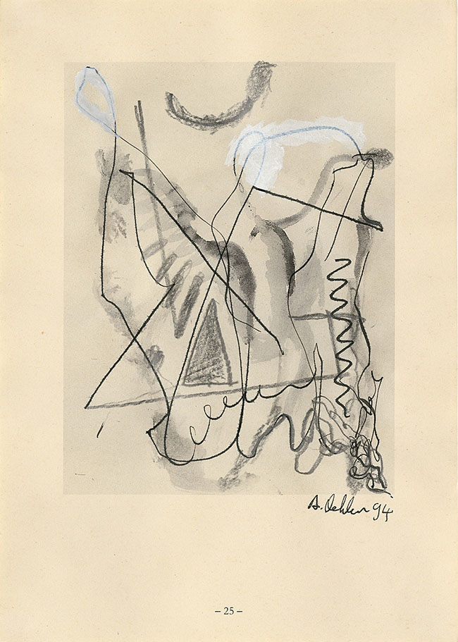 Albert Oehlen - Untitled (25), 1994 / ink, gouache, pencil, Tipp-Ex on catalogue page - contemporary drawing, drawings, work on paper, art on paper