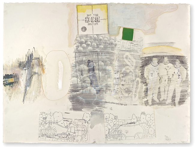 Robert Rauschenberg | Untitled, 1968 | solvent transfer on Arches paper with gouache, watercolour, coloured pencil and pencil, 57.1 x 75.6 cm
