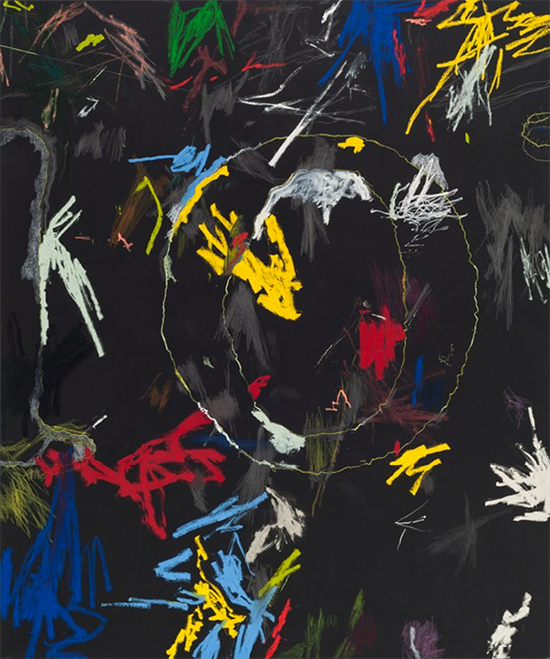 William Anastasi | Bababad (o), 2014 | Oil, crayon, graphite on canvas, 226 x 187 cm