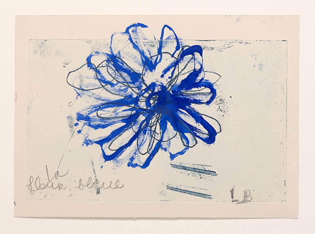 drawing Louise Bourgeois - La Fleur Bleue, 2007 / Watercolor, pencil and etching on paper - contemporary drawing, drawings, work on paper, art on paper