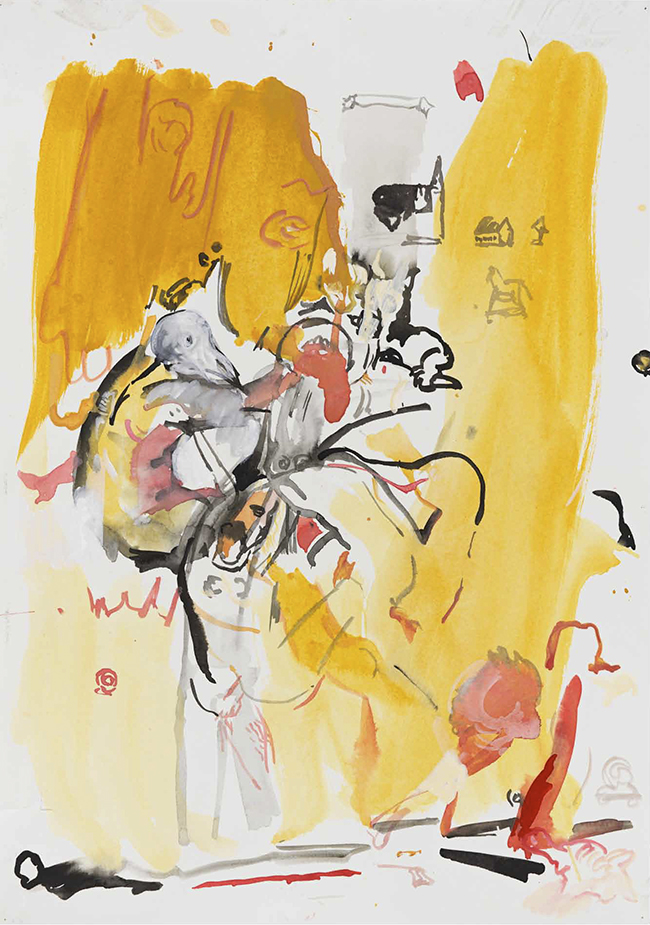 Cecily Brown - Untitled (St. Anthony), 2010 / Watercolor and gouache on paper - contemporary drawing, work on paper, drawings