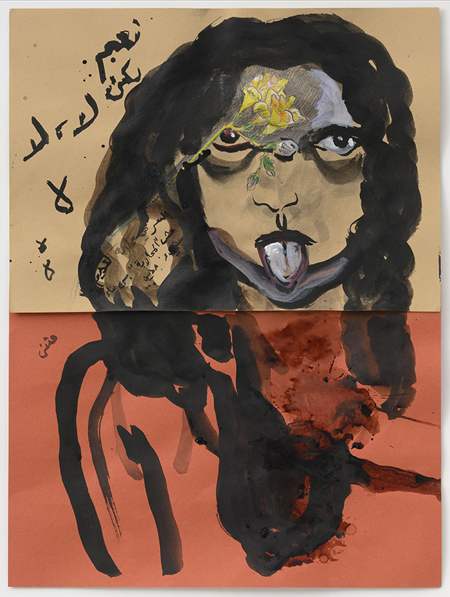Mounira Al Solh - 13 April, 13 April, 13 April, 2022 / Ink, blood, pastels, charcoal and watercolour on paper - contemporary drawing, drawings, contemporary art, work on paper, art on paper