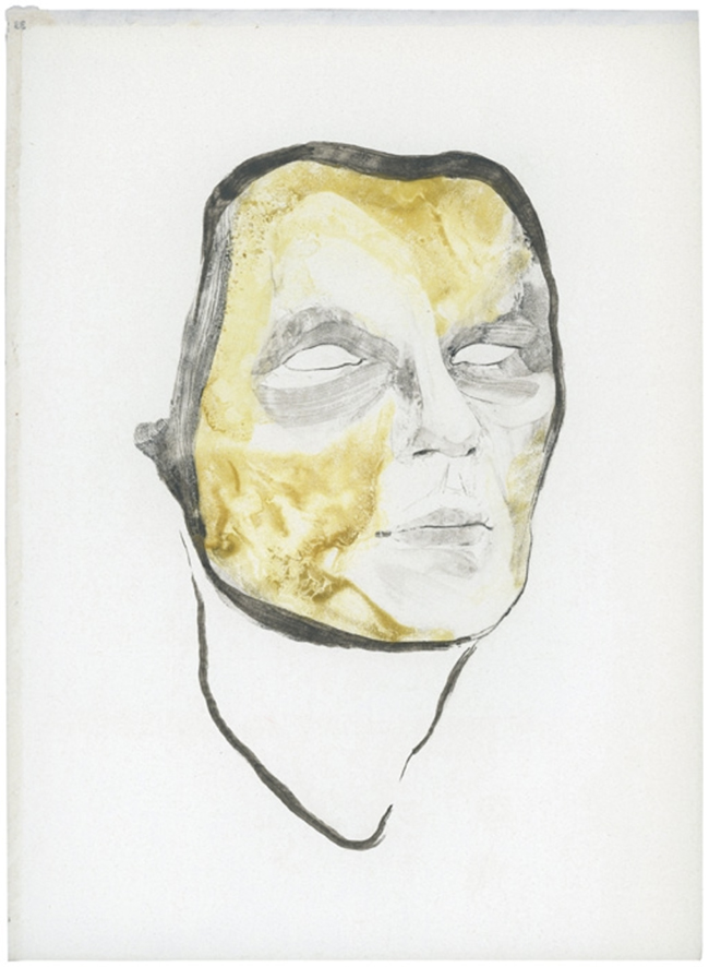 drawing Lukas Schmenger | Study (mask), 2015 | Oil on paper, 24 x 17,5 - contemporary drawing, work on paper, art on paper, drawings, contemporary art