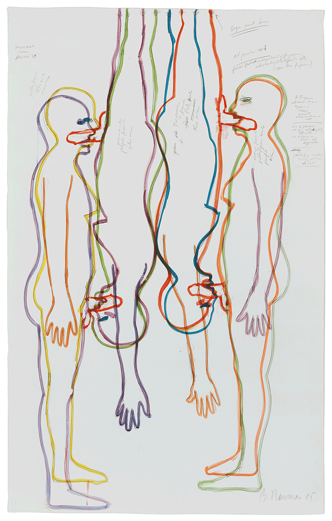 Bruce Nauman Sex and Death/Double 69, 1985, watercolor and crayon - contemporary drawing, drawings, work on paper, contemporary art