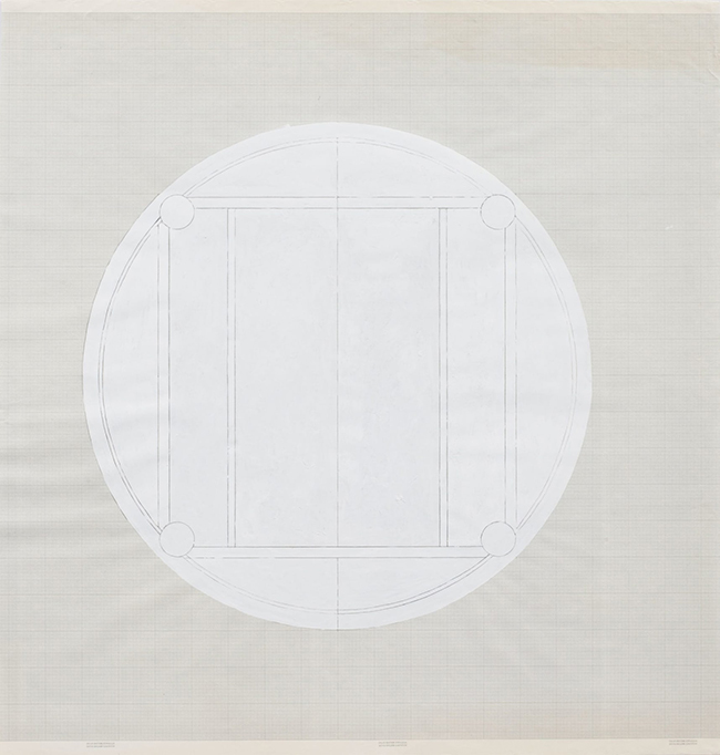 Rachel Whiteread Table, 1997 Correction fluid and pencil on graph paper - contemporary drawing, art on paper, drawings, contemporary art, work on paper