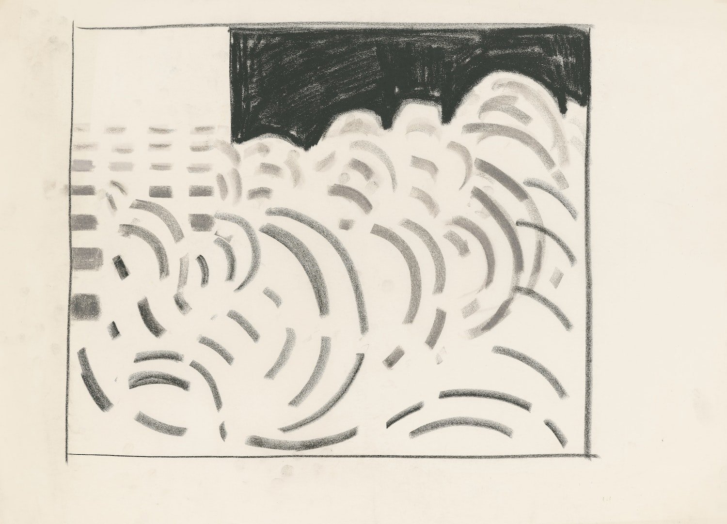 Bridget Riley Recollections of Scotland (2), 1959 conte crayon on paper - contemporary drawing, drawings, work on paper, art on paper, contemporary art