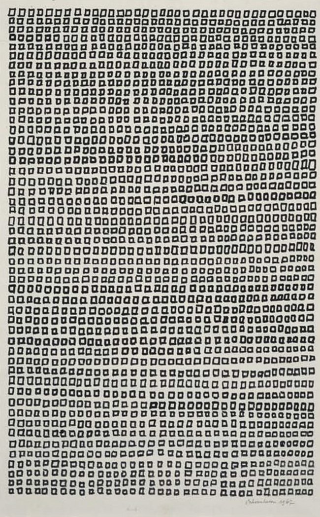 Jan Schoonhoven Untitled, 1967 felt-tip pen on paper - contemporary drawing, works on paper, contemporary art, art on paper, drawings
