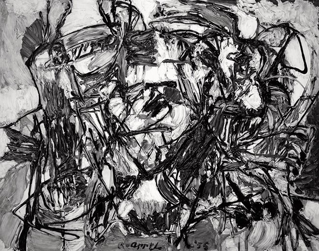 drawing Robert Longo Untitled (After Appel; Amorous Dance, 1955), 2022 Charcoal on mounted paper - contemporary drawing, drawings, work on paper, contemporary art, art on paper