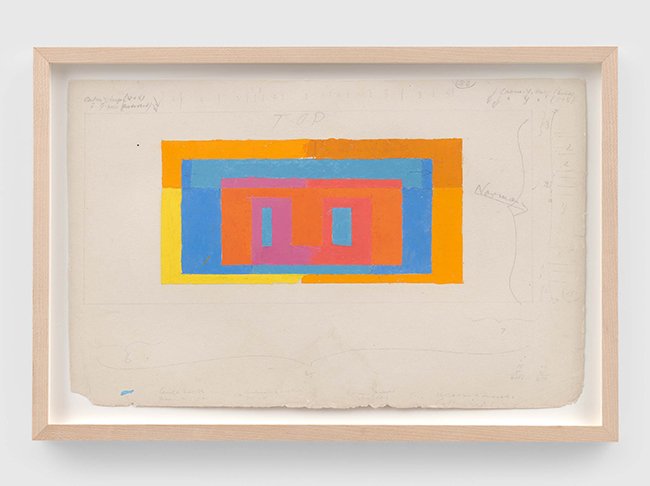 Josef Albers Color study for a Variant/Adobe, c. 1970 Oil on blotting paper - work on paper, contemporary drawing, art on paper, drawings