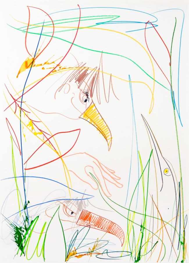 drawing Joost Krijnen The Lyrical Hunt, 2024 mixed media on paper, contemporary drawing, art on paper