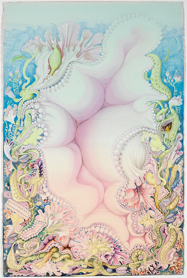 drawing Kinke Kooi Birth of Venus, 2018 Acrylic, colored pencil, gouache on paper, contemporary drawing