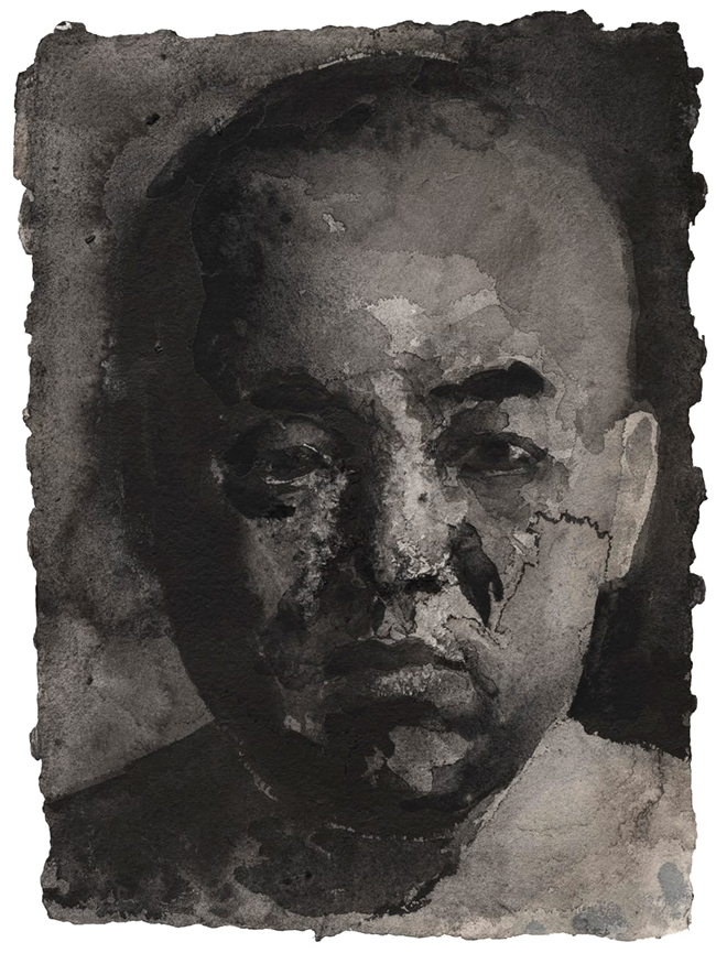 drawing Yan Pei-Ming Autoportrait Jeune, 2006 Watercolour on paper contemporary drawing