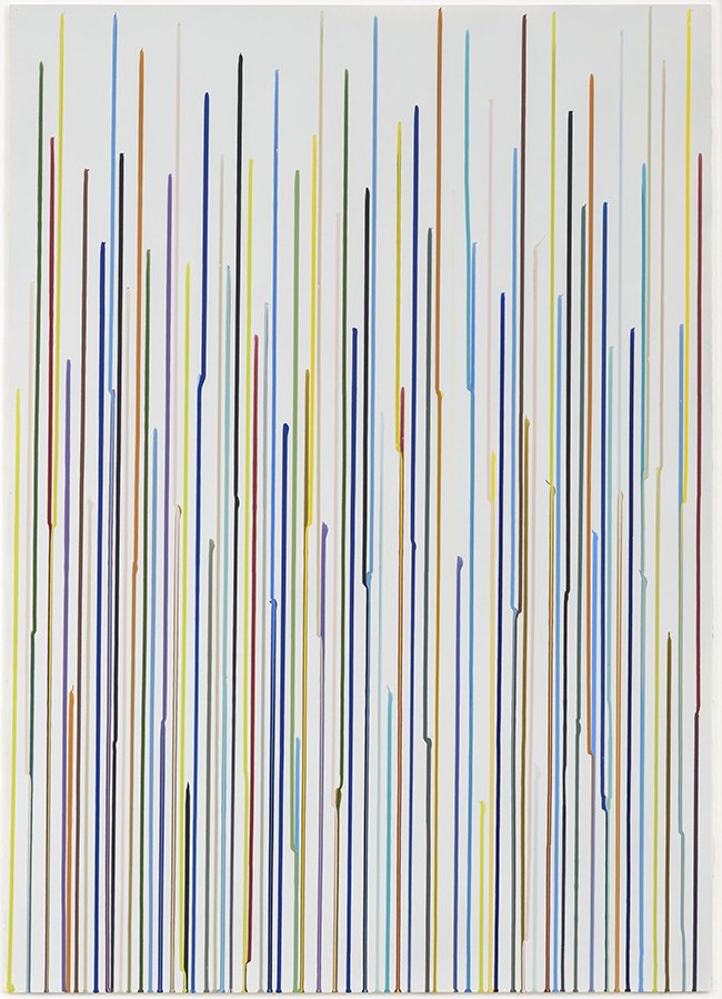 Ian Davenport Staggered Lines: Mixolydian (Grey 2), 2016 acryl on paper 105 x 75 cm