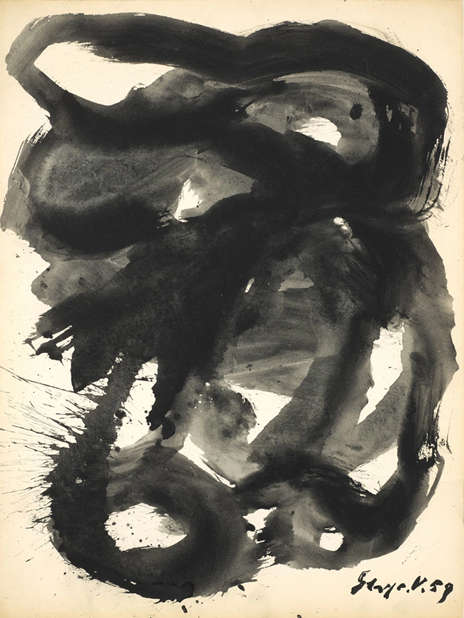 drawing Serge Vandercam Composition, 1959 ink on paper, contemporary drawing