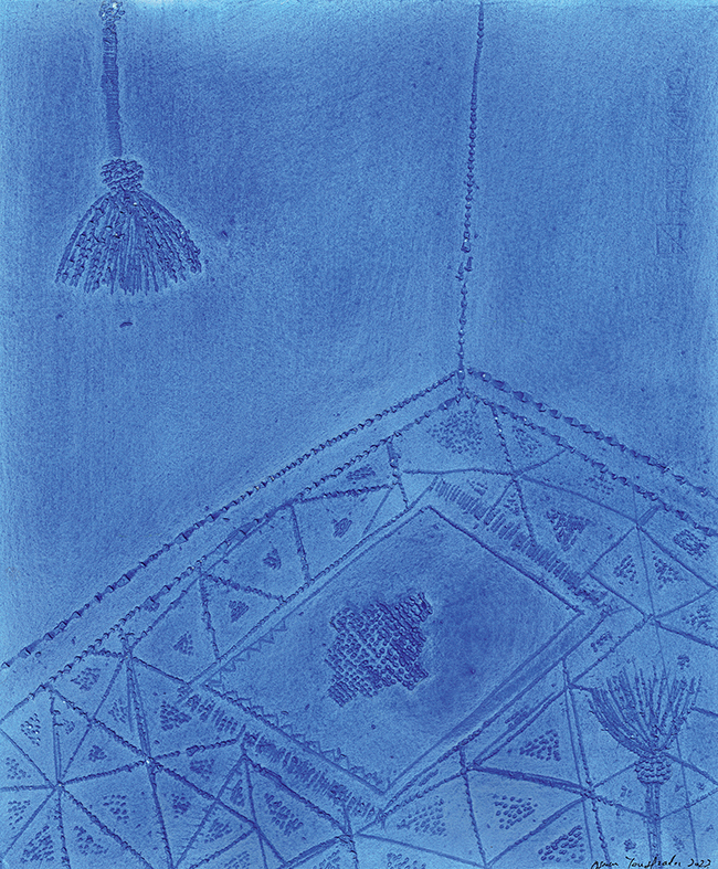 Osman Yousefzada Kamra I, 2024 Etching, pigment and Gum Arabic on paper 42.5 x 35 cm contemporary drawing, art on paper, drawing