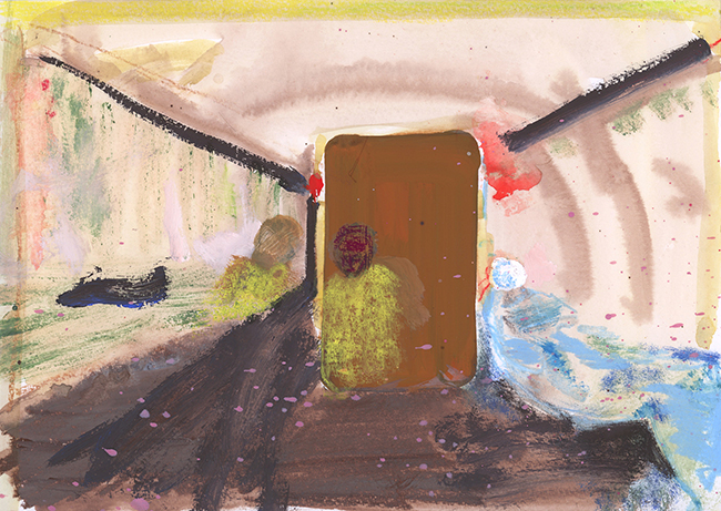 Gabriella Boyd Exit Exit, 2024 Medium Watercolour, oil and gouache on paper 21 x 29.7 cm contemporary drawing, art on paper, drawing