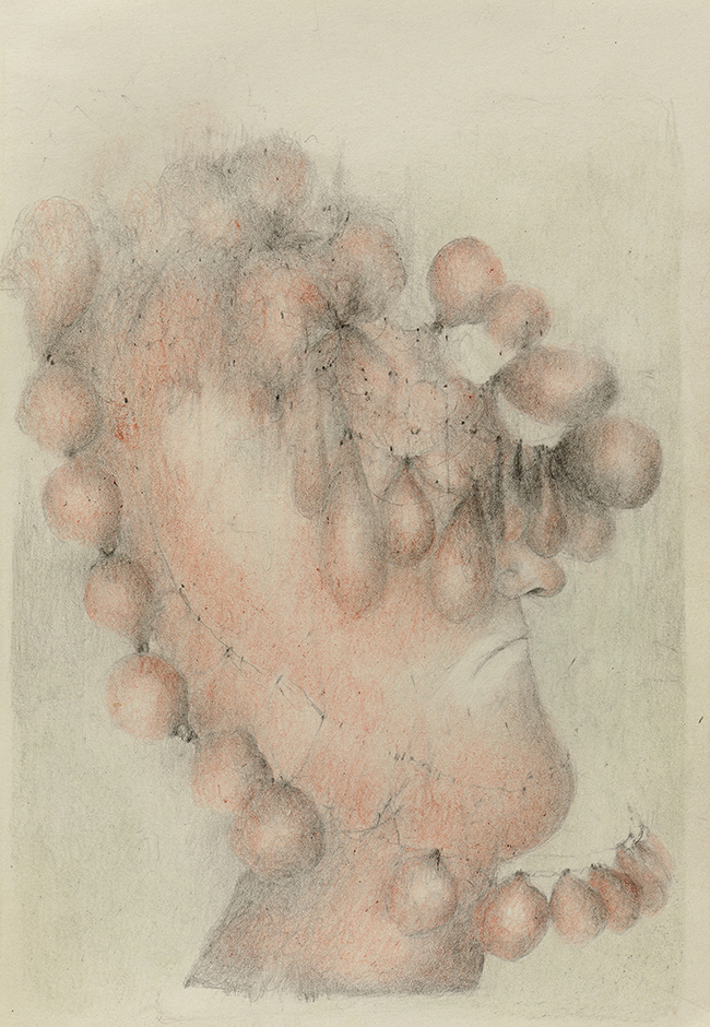 Joel Wyllie Sketch for Blanket Syndrome, 2023 Pencil and colouring pencil on paper 21 x 14.2 cm