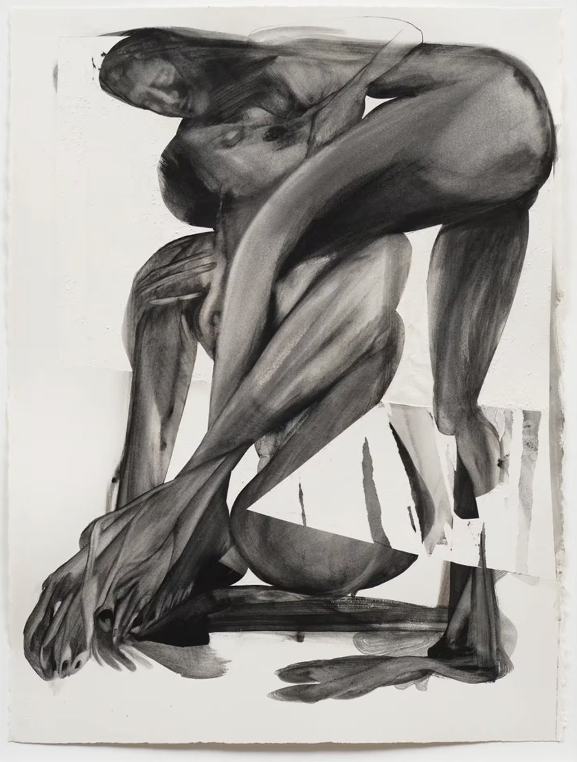 Christina Quarles I Hope It Dosent Hurt Bad, But I Guess It Couldn't Hurt Good, 2026 Charcoal on paper 76.2 x 55.9 cm