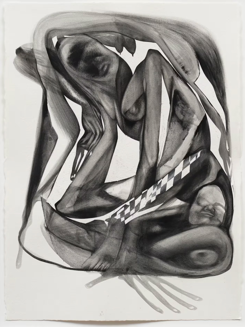 Christina Quarles Shaded, 2026 Charcoal on paper 76.2 x 55.9 cm