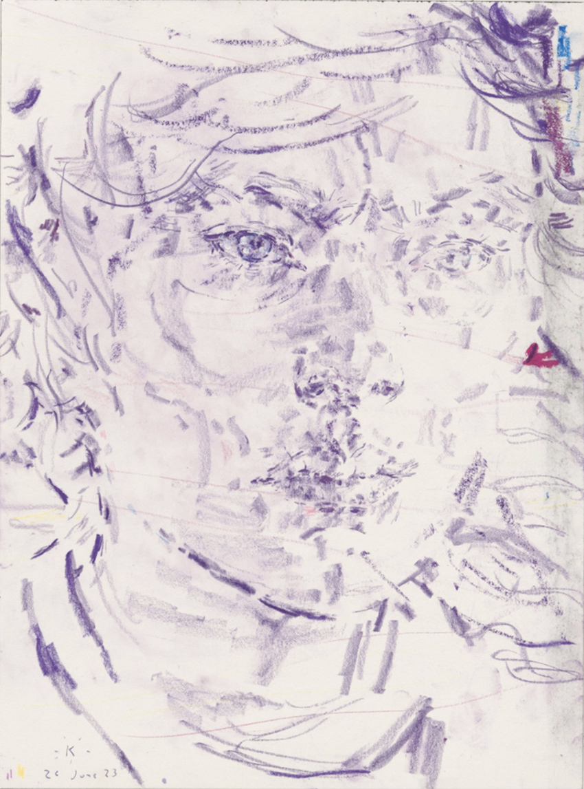 Elizabeth Peyton hakuro (Klara), 2023 Oil pastel, colored pencil, and pastel pencil on paper 30.5 x 22.9 cm