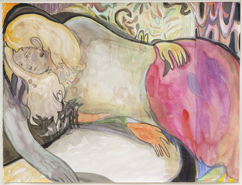 Koshiro Akiyama Lying down (Study for), 2021 Watercolor and ink (Sumi) on paper 43.8 x 54.6 x 3.8 cm (framed)