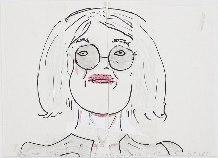 Rose Wylie Self-portrait, 2015 Felt pen, colored pencil, pencil, and collage on paper 30 x 41.5 cm