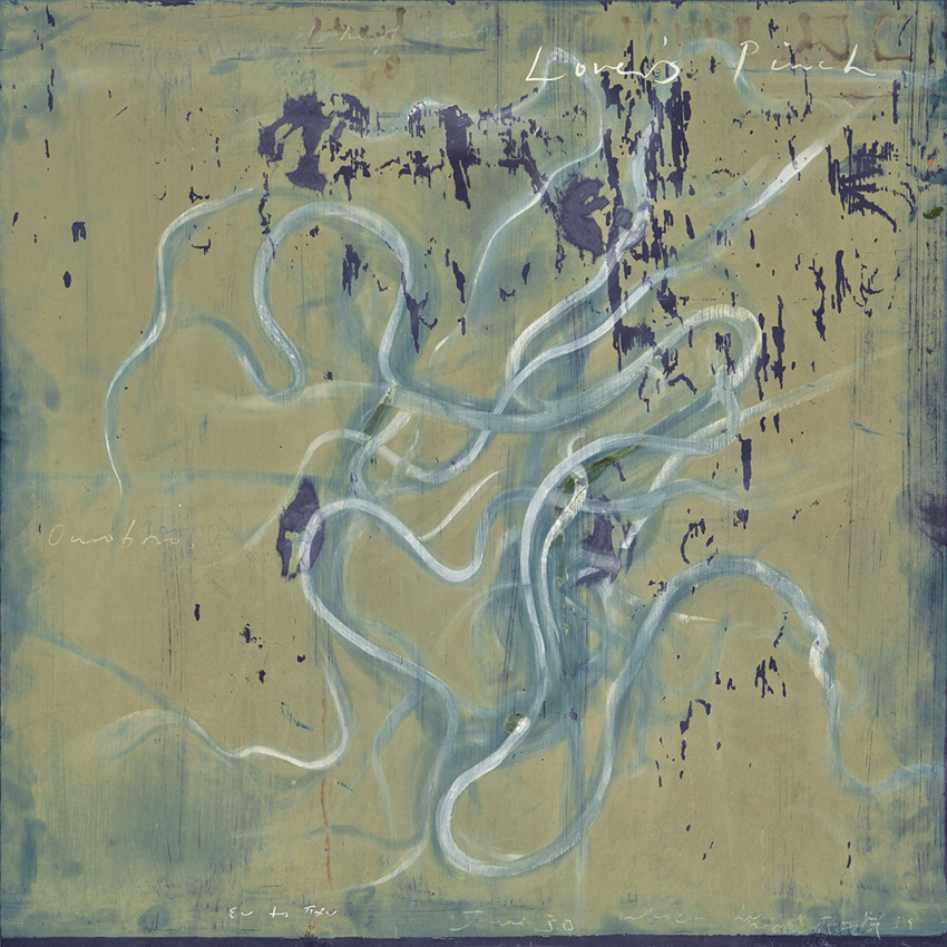 Tacita Dean Lover's Pinch, 2025 Chalk, pearlescent powdered pigment, gouache and white charcoal pencil on found painted slate 78.7 x 78.7 cm