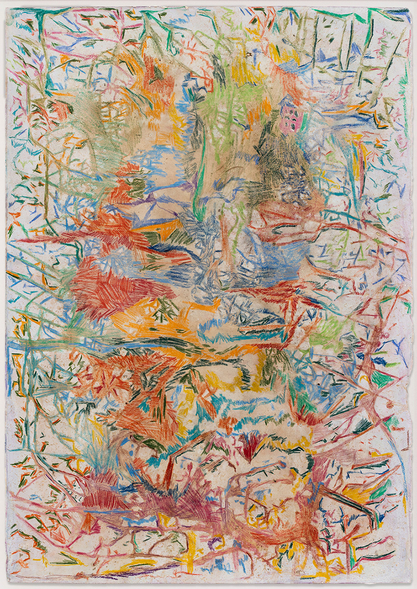 Moshekwa Langa Paradise VI, 2014/2020 Colored pencil, acrylic, salt, coffee, bleach on paper 100 x 70 cm